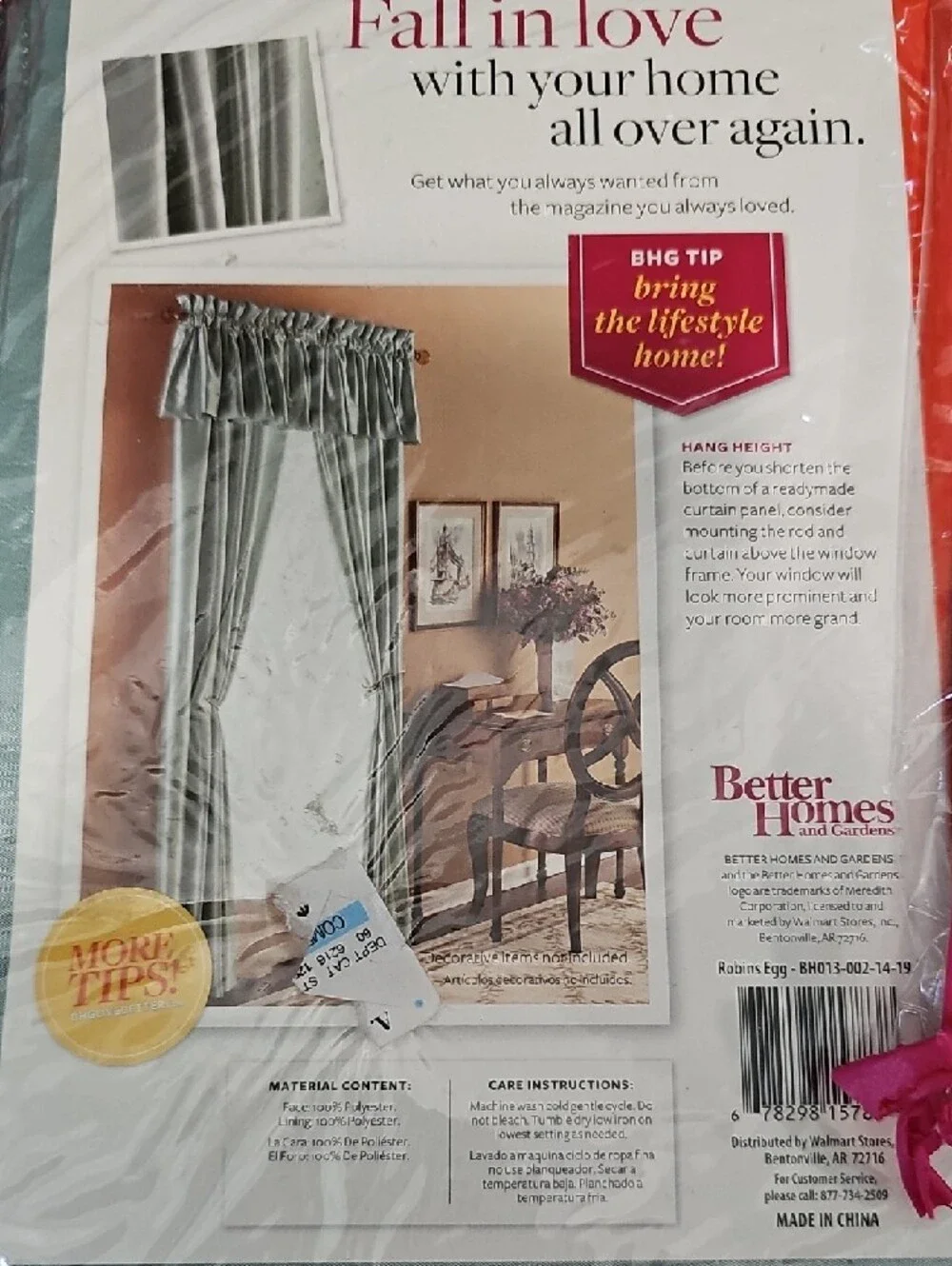 Better Homes And Gardens Light Blue Taffeta Valance Set Of 2 ~54